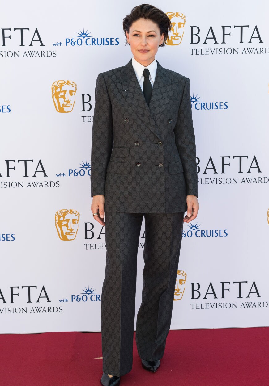 Emma Willis In A Grey Suit At The BAFTAs