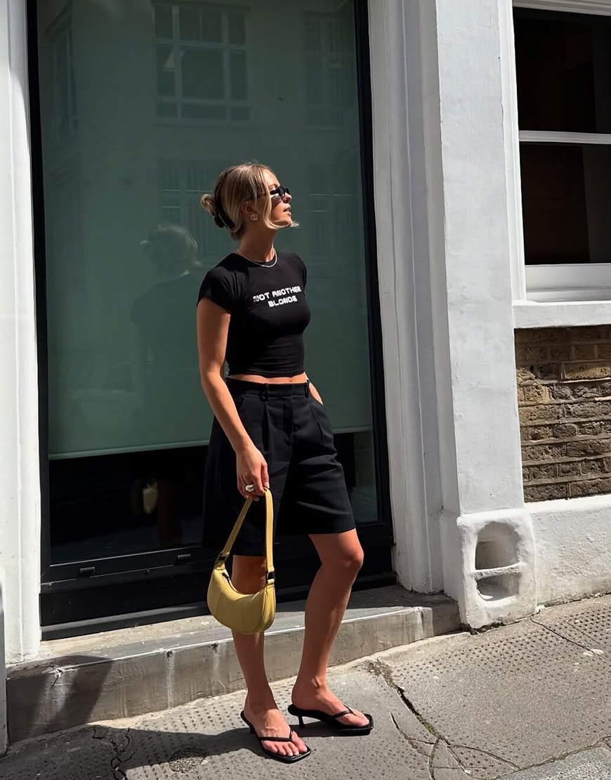 Woman wearing an all-black outfit