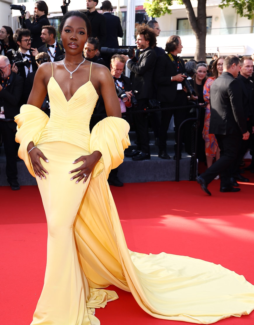 Melissa's Wardrobe wearing a yellow dress