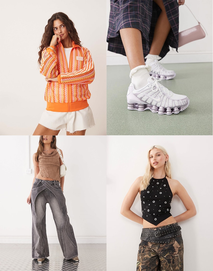 Collage of female models wearing rave-inspired clothing