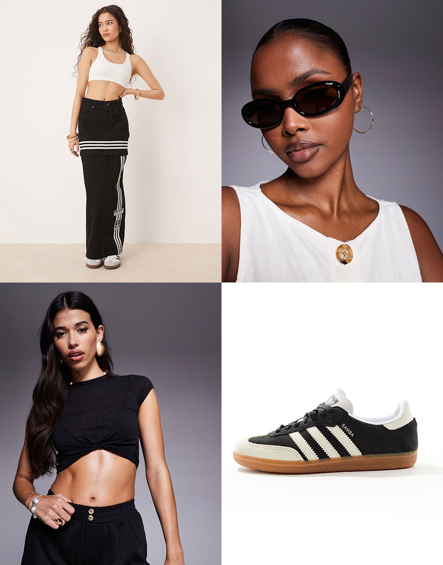 A collage including an adidas maxi skirt | ASOS Style Feed