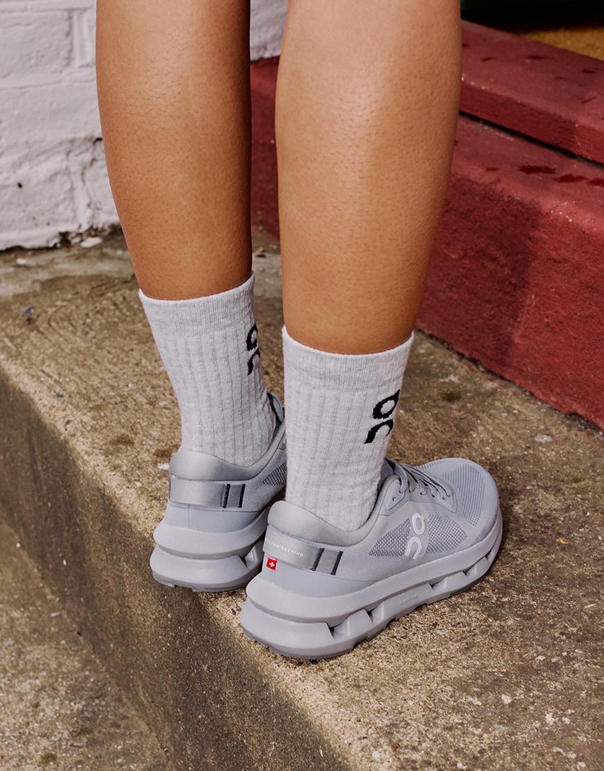 Aneesa Wearing On Cloudzone Trainers in Grey