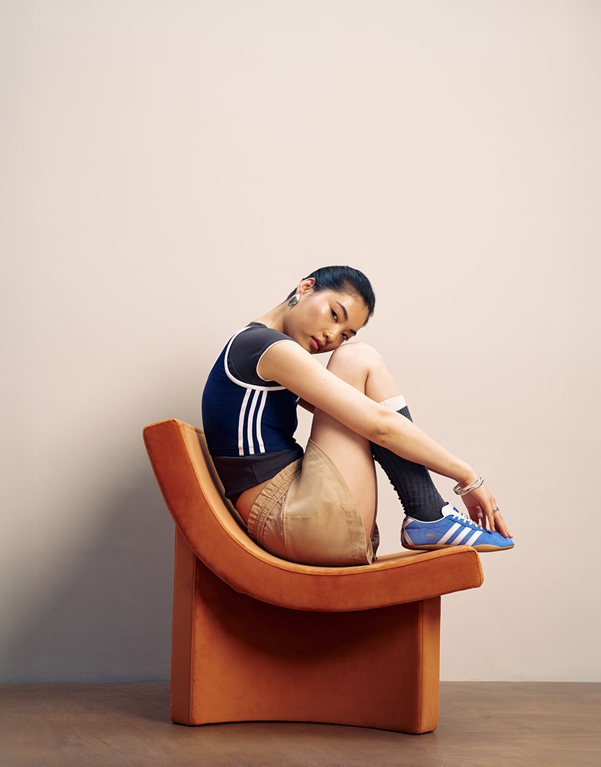 Woman wearing adidas Tokyo trainers in mid blue | ASOS Style Feed