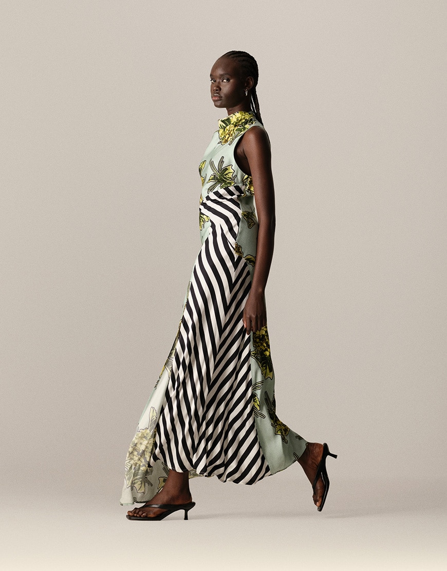ARRANGE floral print and stripe sleeveless cowl neck maxi dress | ASOS Style Feed