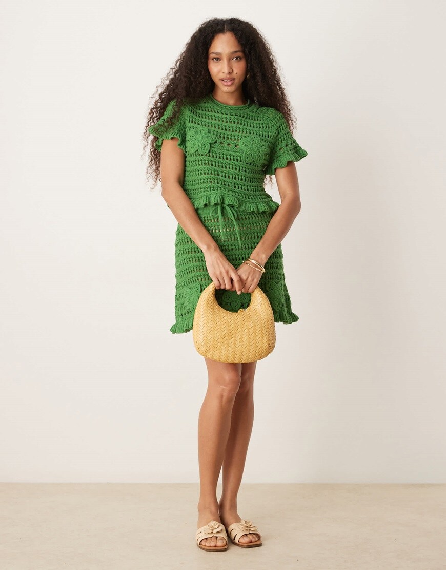 A model wearing a crochet co-ord | ASOS Style Feed