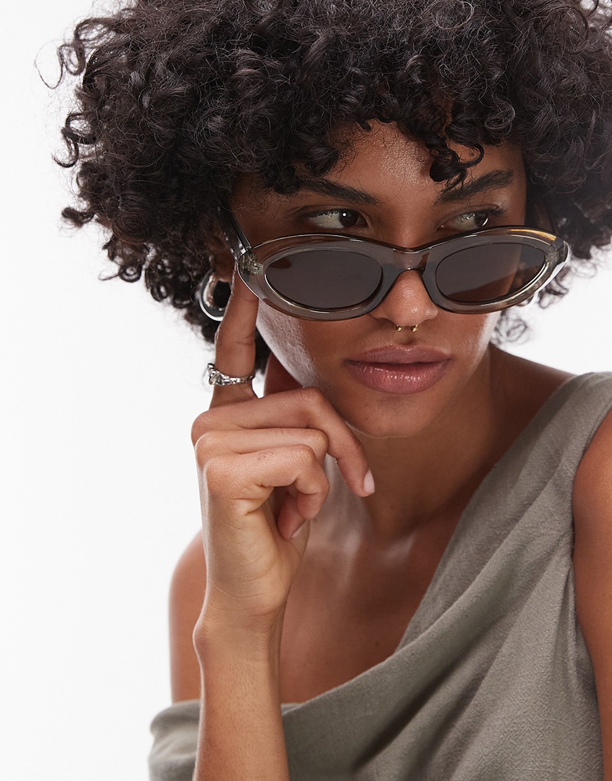 Topshop Paros oval sunglasses in brown | ASOS Style Feed