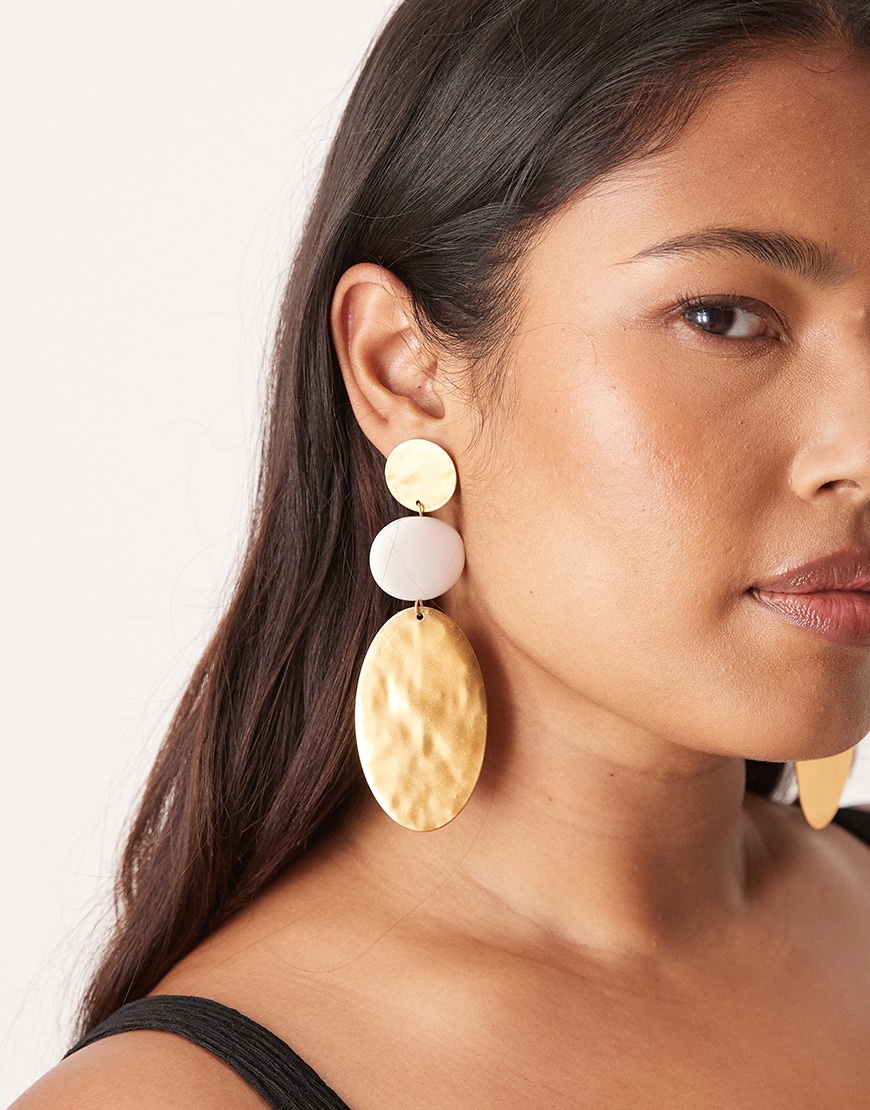 Mango metalic beaded earrings in gold | ASOS Style Feed
