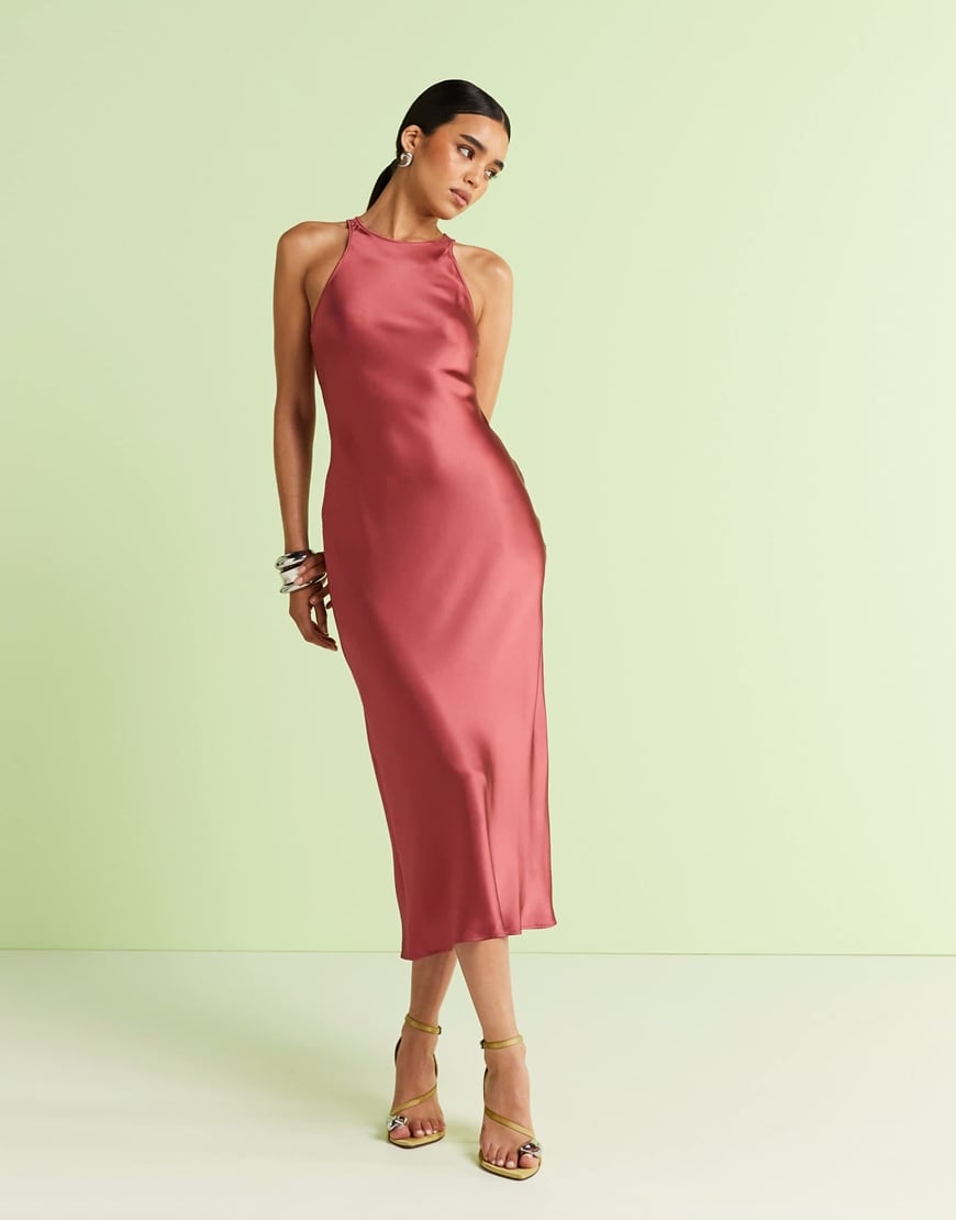 ASOS DESIGN Pink Satin Slip Dress