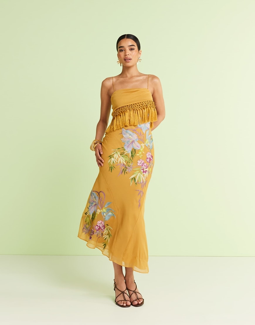 ASOS DESIGN Fringed Embroidered Dress