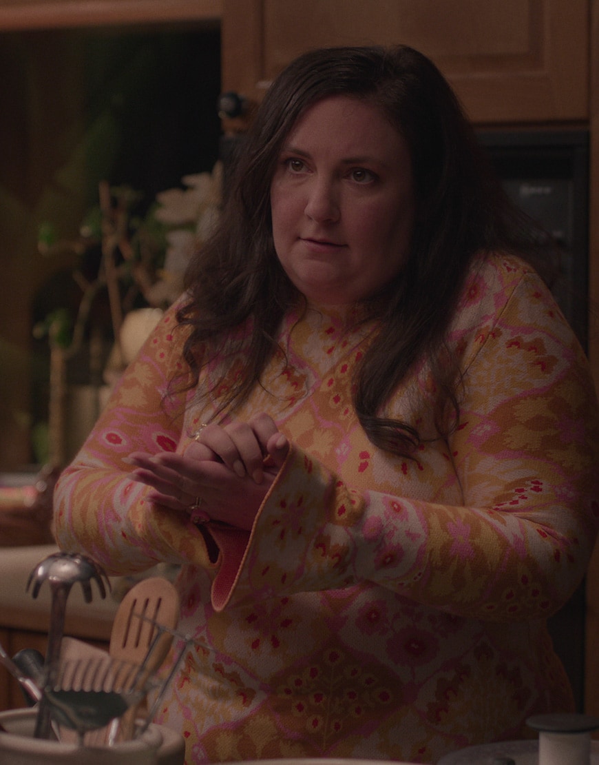 Nora (Lena Dunham) wearing floral dress in Too Much Netflix series