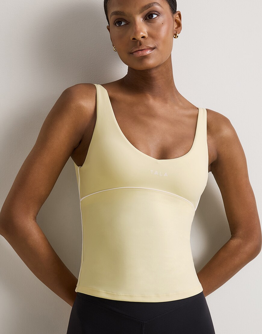 TALA SkinLuxe contrast piping vest in lemon yellow| ASOS Style Feed