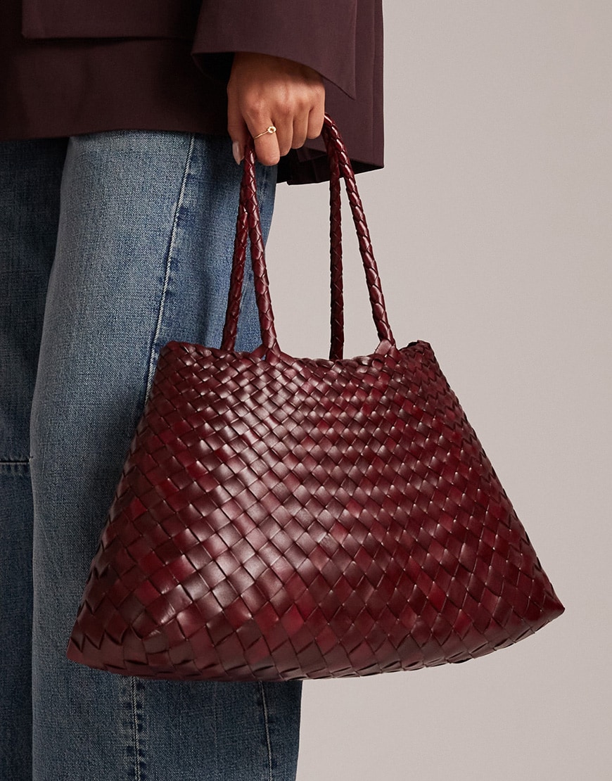 Dragon Diffusion Santa Croce big woven leather bag in burgundy | ASOS Style Feed