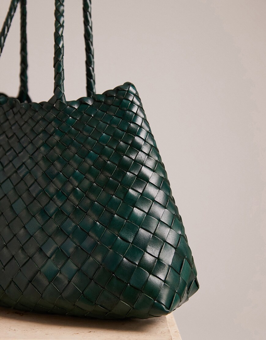 Dragon Diffusion Santa Croce small woven leather bag in dark green | ASOS Style Feed