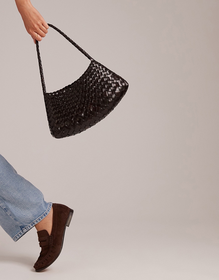 Dragon Diffusion Rosanna woven leather shoulder bag in dark brown | ASOS Style Feed