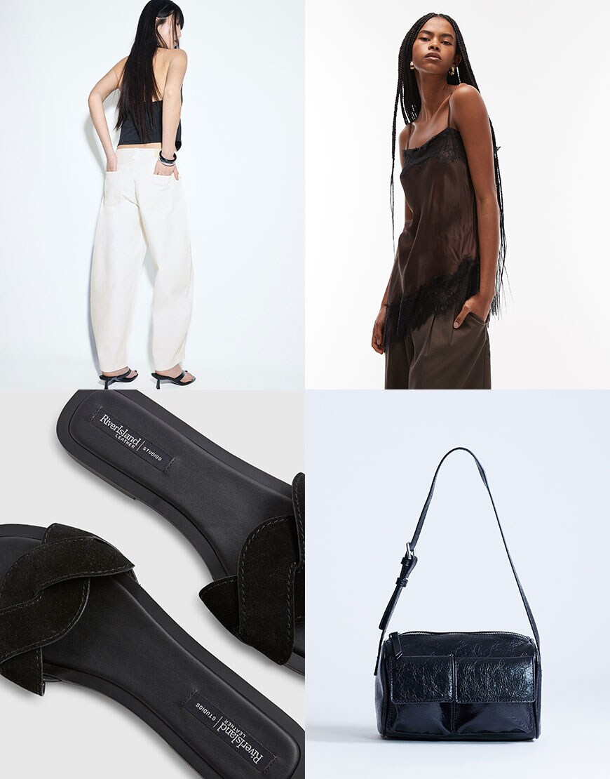 An outfit featuring white jeans and a silky camisole