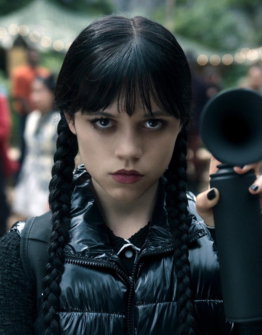 Jenna Ortega playing Wednesday Addams