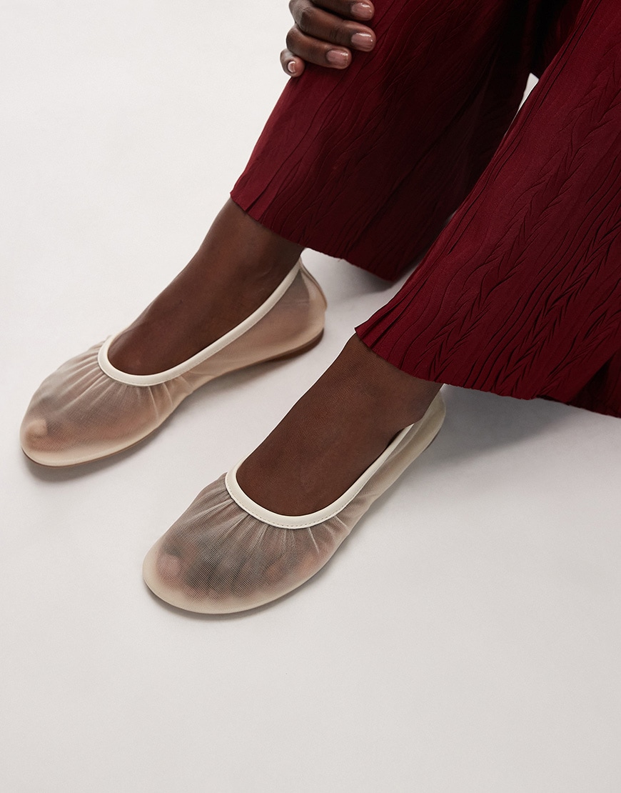 & Other Stories real leather trimmed mesh ballet flats in cream | ASOS Style Feed