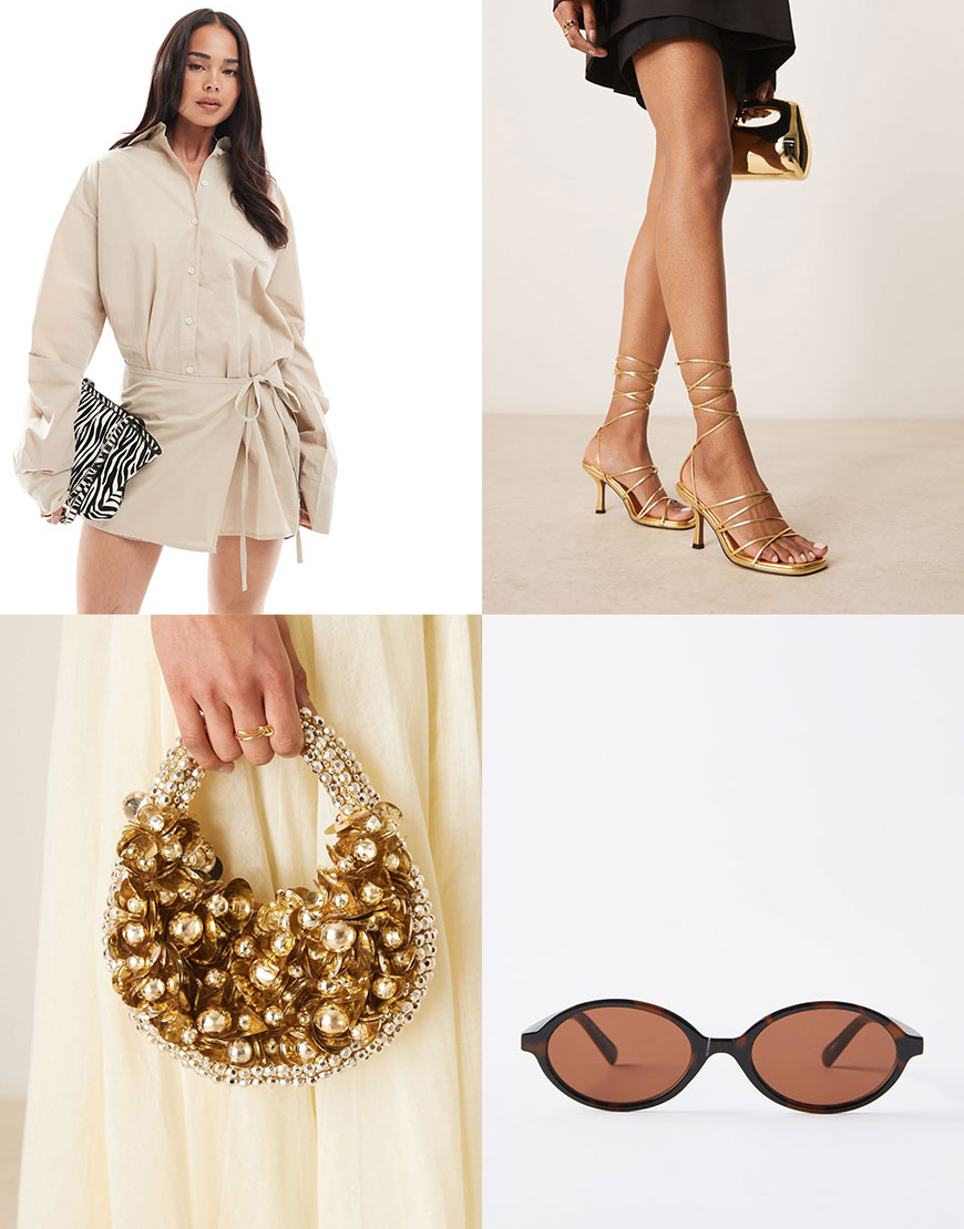 Collage of how to style a cream oversized shirt