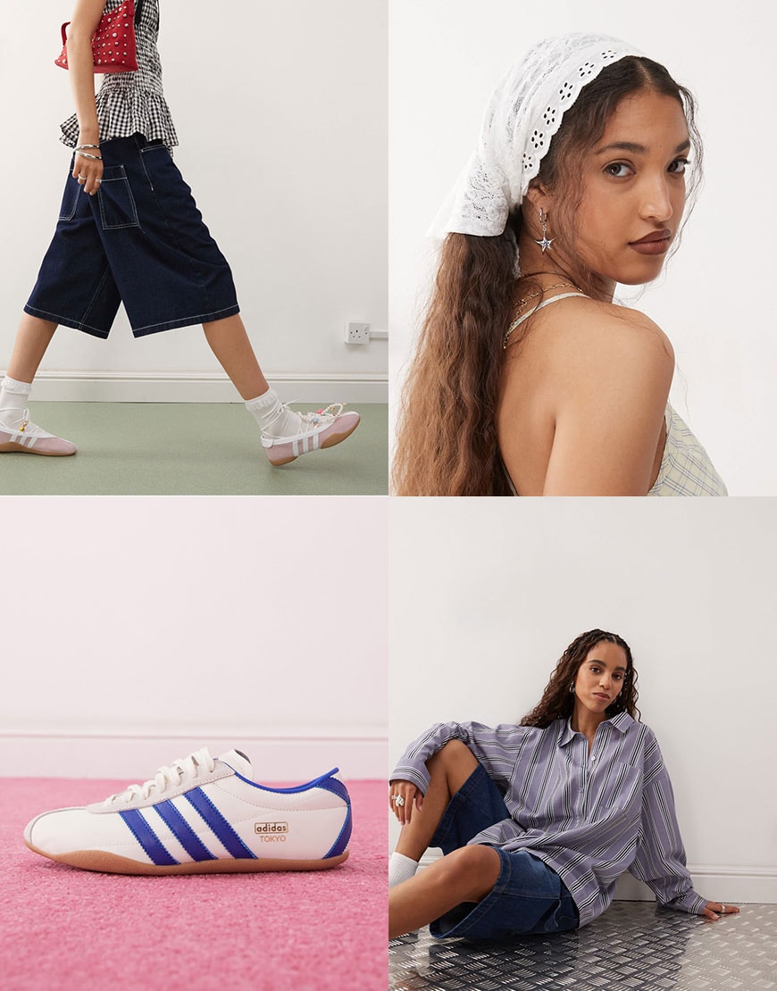 Collage of how to style an oversized stripe shirt