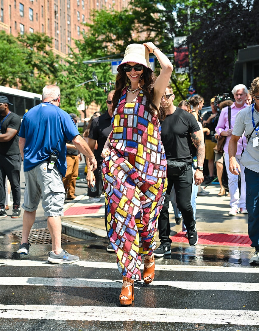 Anne Hathaway on the set of Devil Wears Prada 2 | ASOS Style Feed