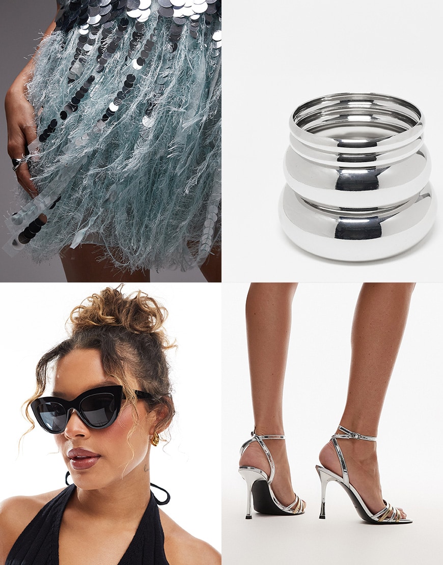 ASOS Sequin feather blue dress and accessories | ASOS Style Feed