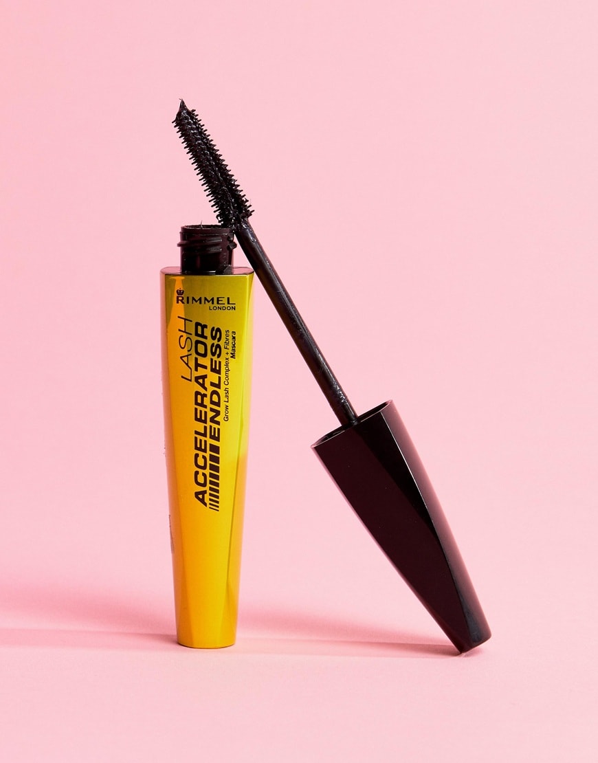 Rimmel mascara on a pink background