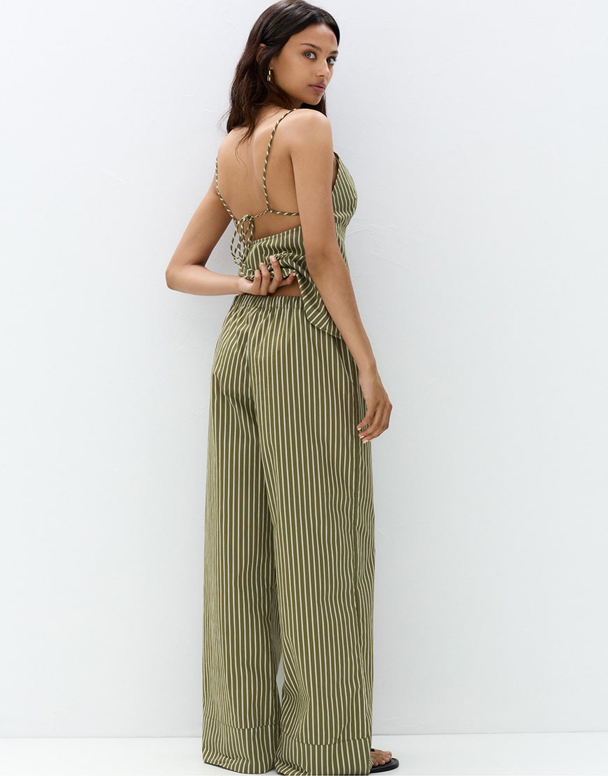 Pull&Bear striped pyjama bottoms in green | ASOS Style Feed