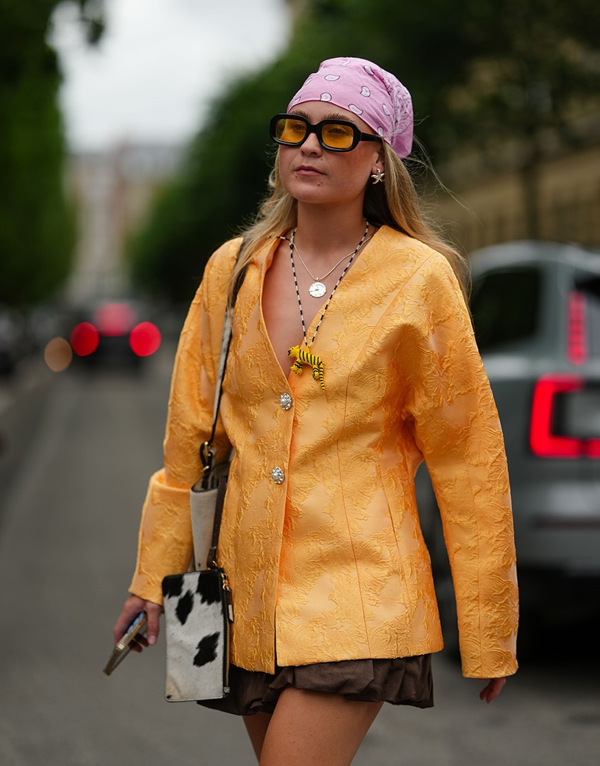 Woman wearing orange blazer | ASOS Style Feed