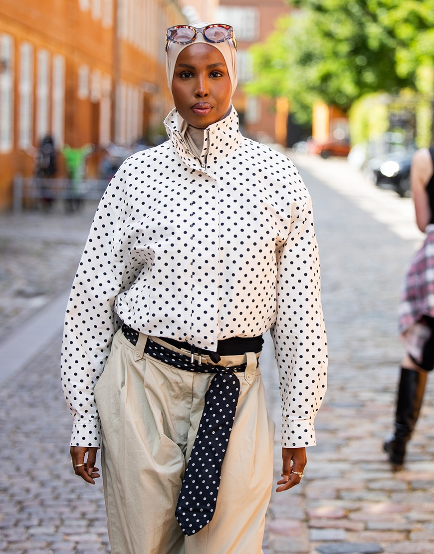 Woman wearing polka dot windbreaker | ASOS Style Feed