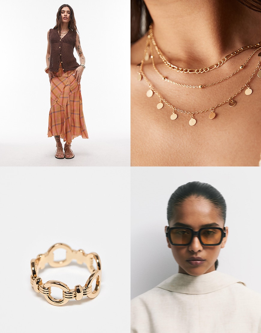 Checked maxi skirt outfit