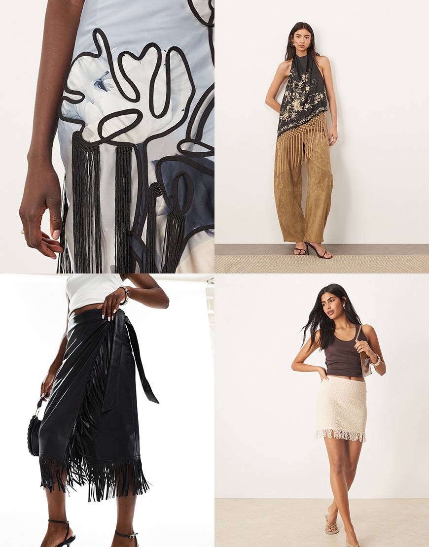 Collage of woman wearing fringing ASOS clothing | ASOS Style Feed