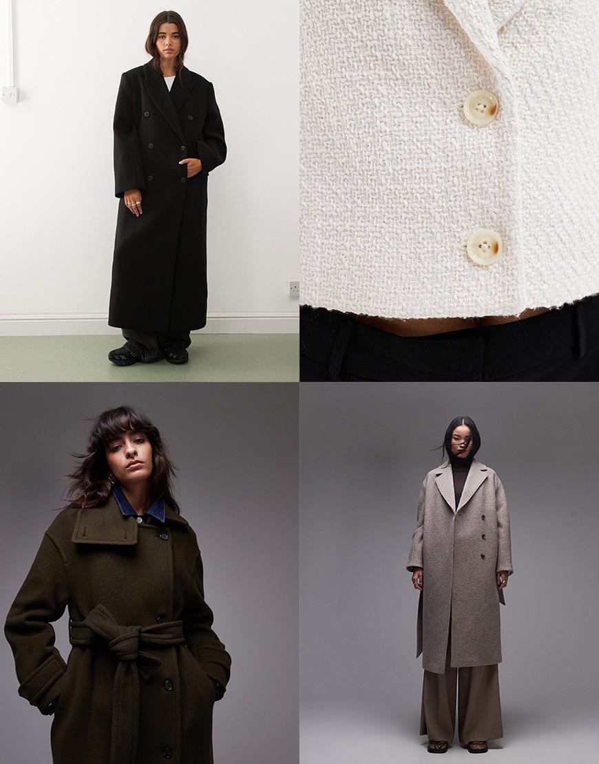 Collage of woman wearing ASOS autumn coats | ASOS Style Feed
