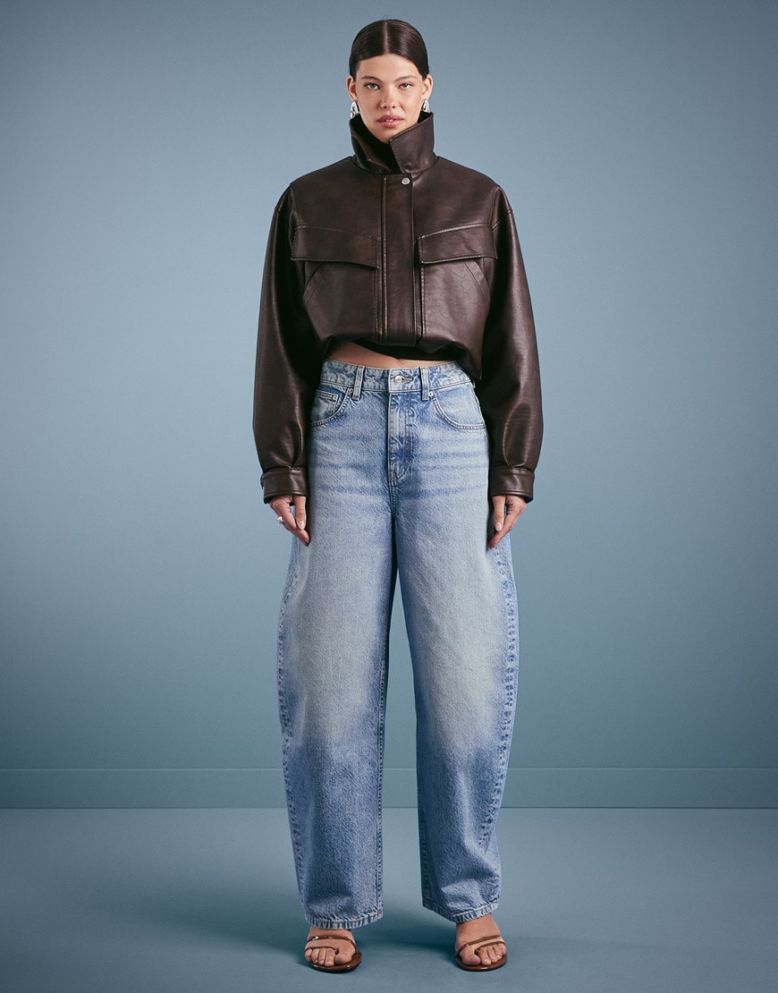 Woman wearing barrel leg jeans | ASOS Style Feed