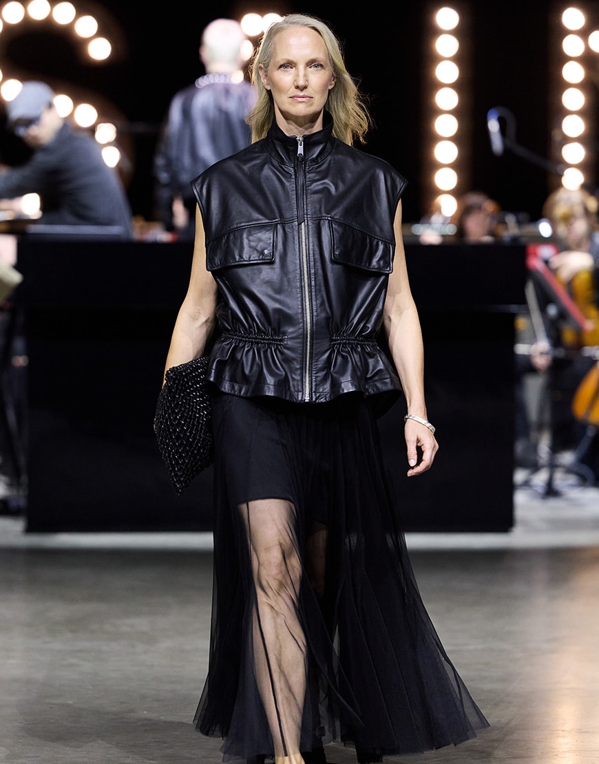 Woman wearing AllSaints leather jacket and tulle skirt | ASOS Style Feed