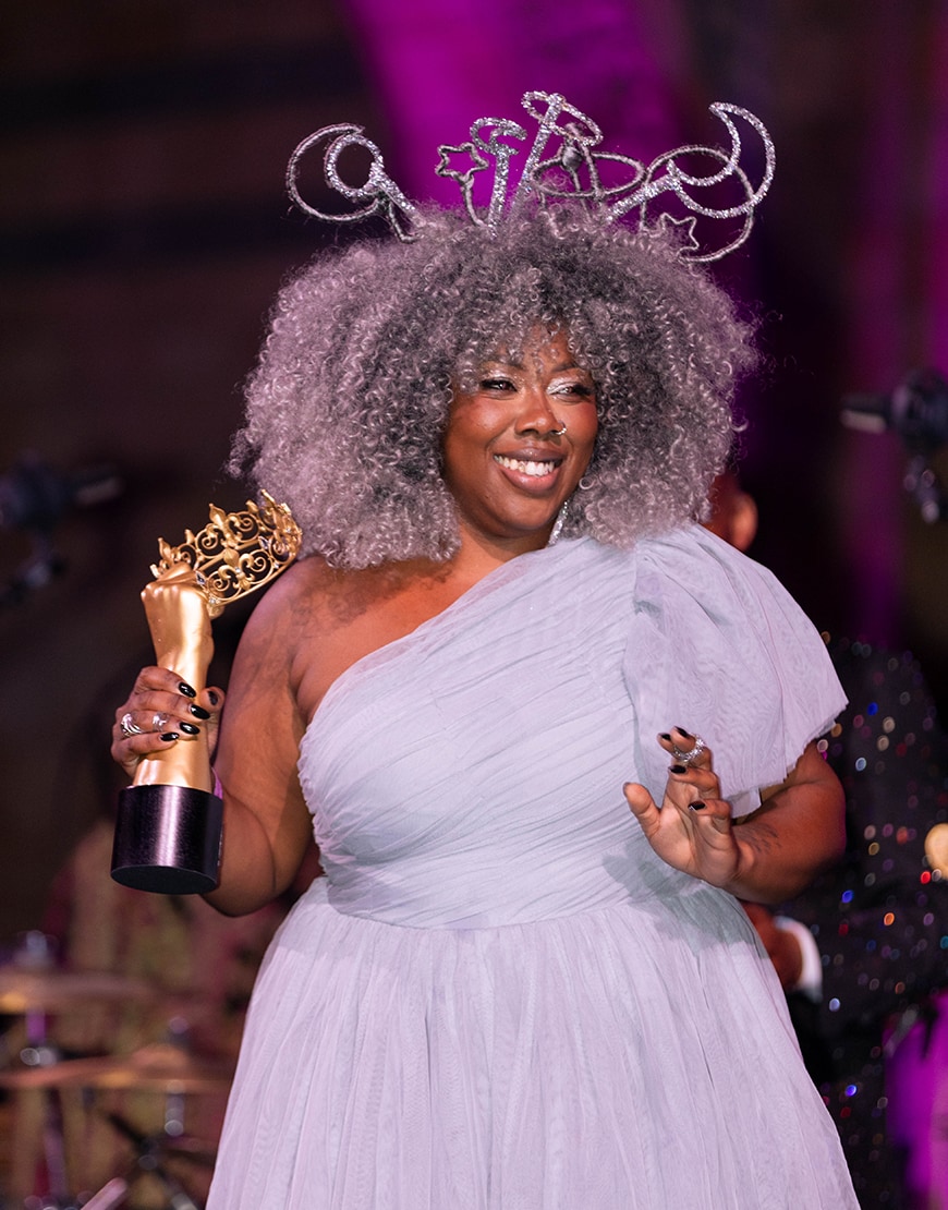 Woman taking an award