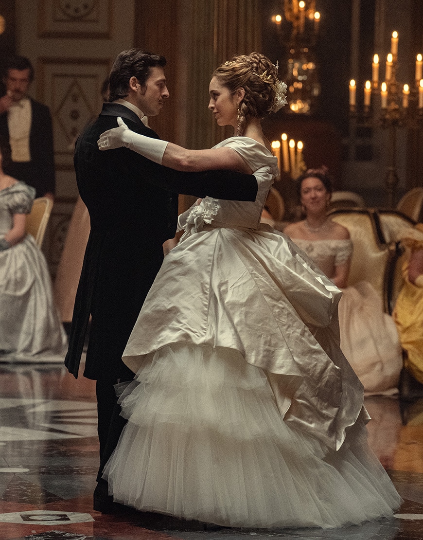 Danielle Galligan as Lady Olivia and Anthony Boyle as Arthur in Netflix's House of Guinness | ASOS Style Feed