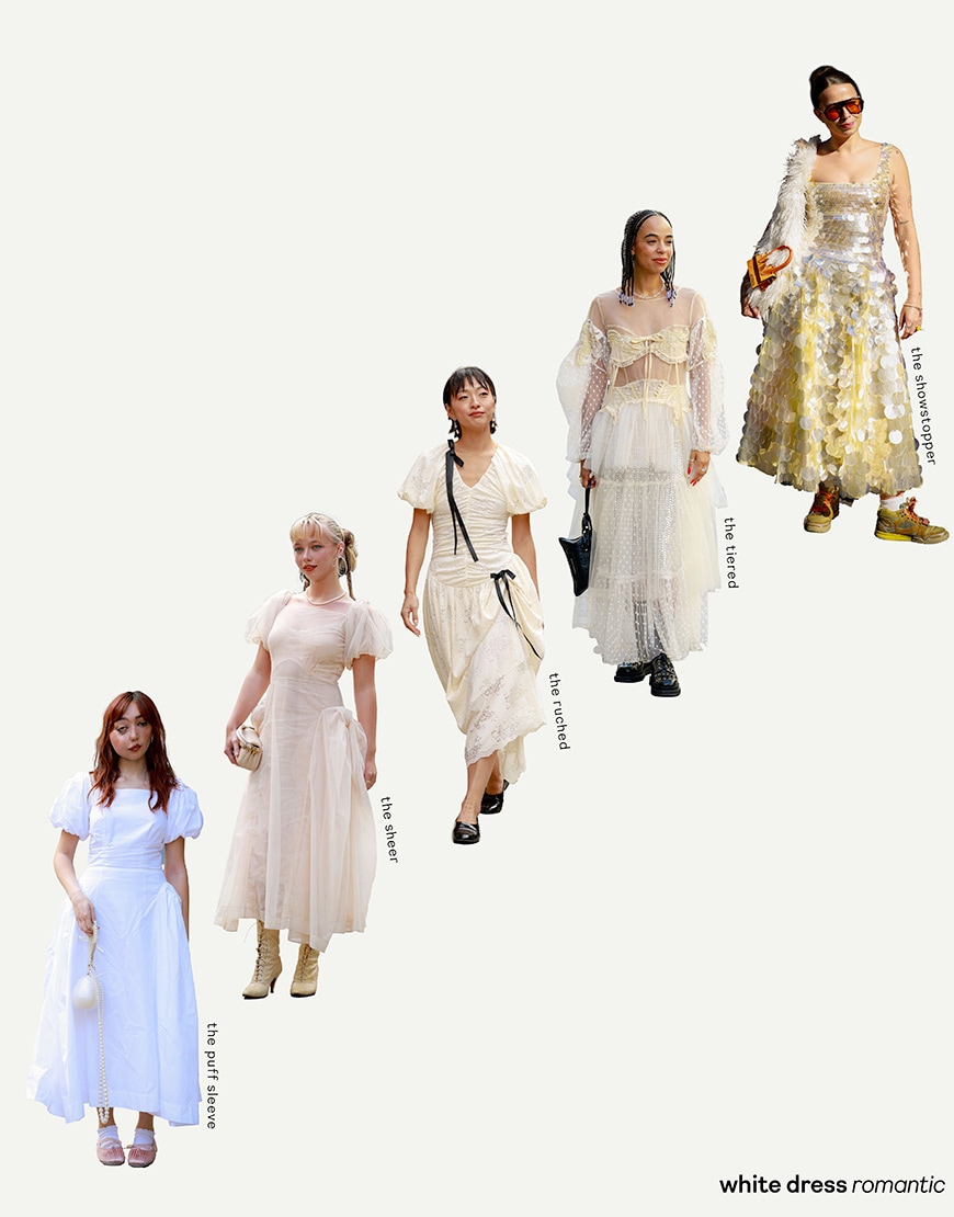 Collage of women wearing white dresses | ASOS Style Feed