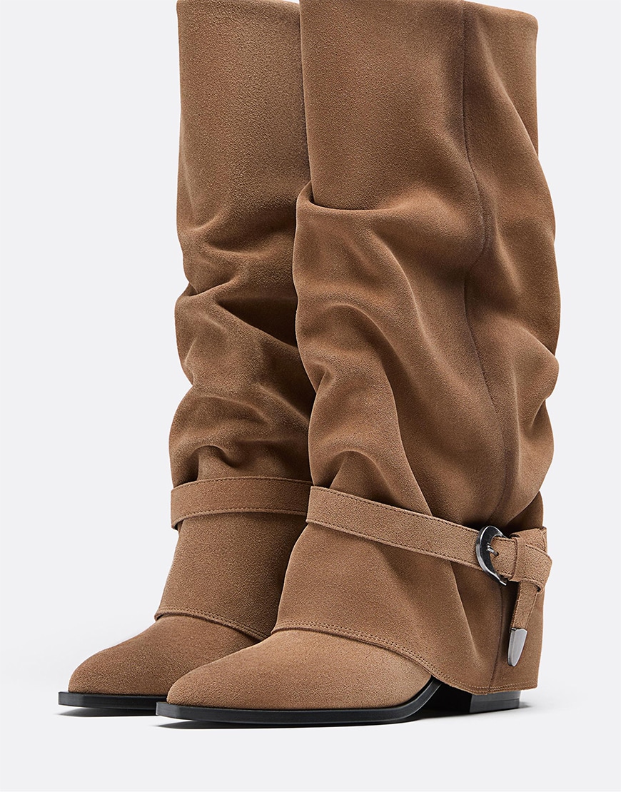 Brown slouchy boots