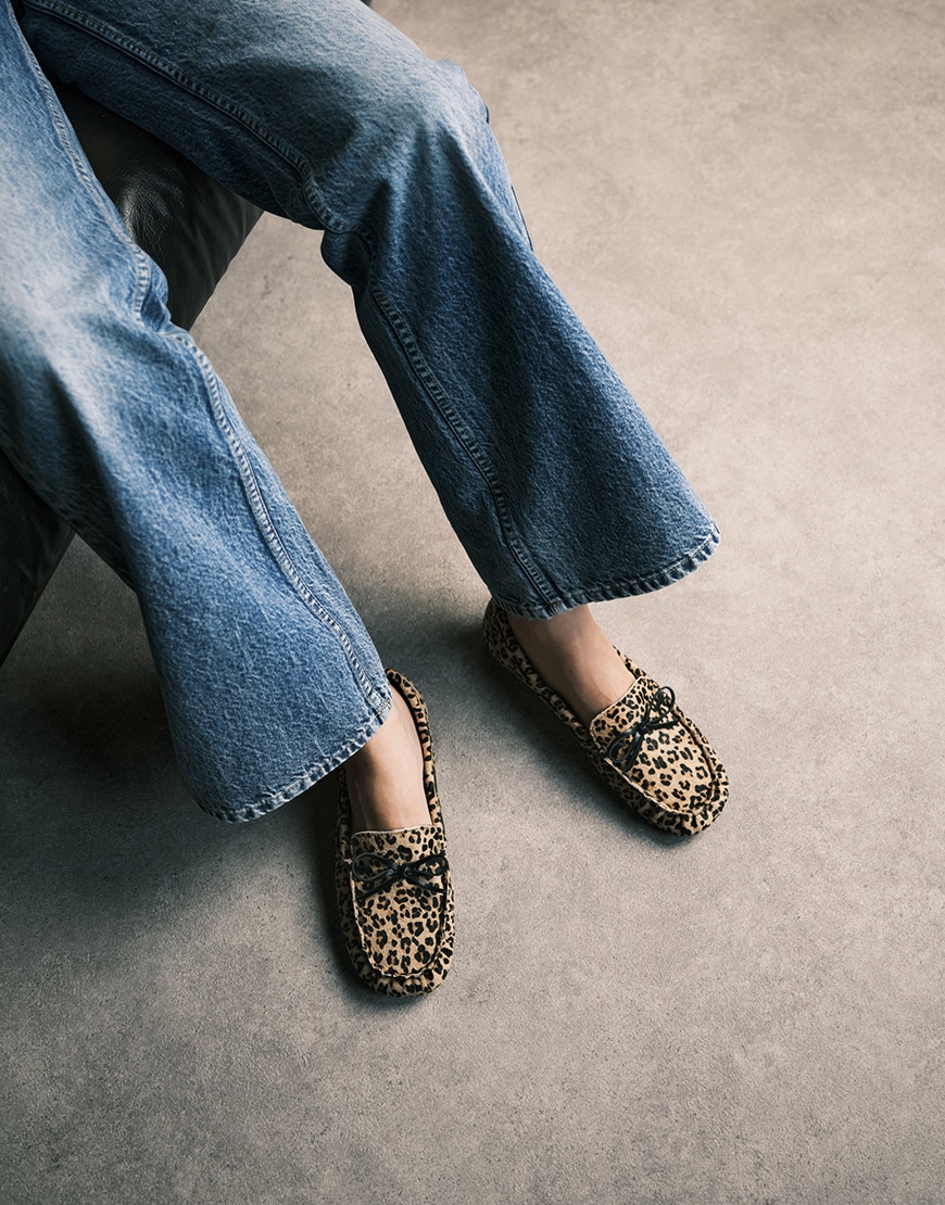 ASOS DESIGN Mirth leather bow detail loafers in leopard pony | ASOS Style Feed