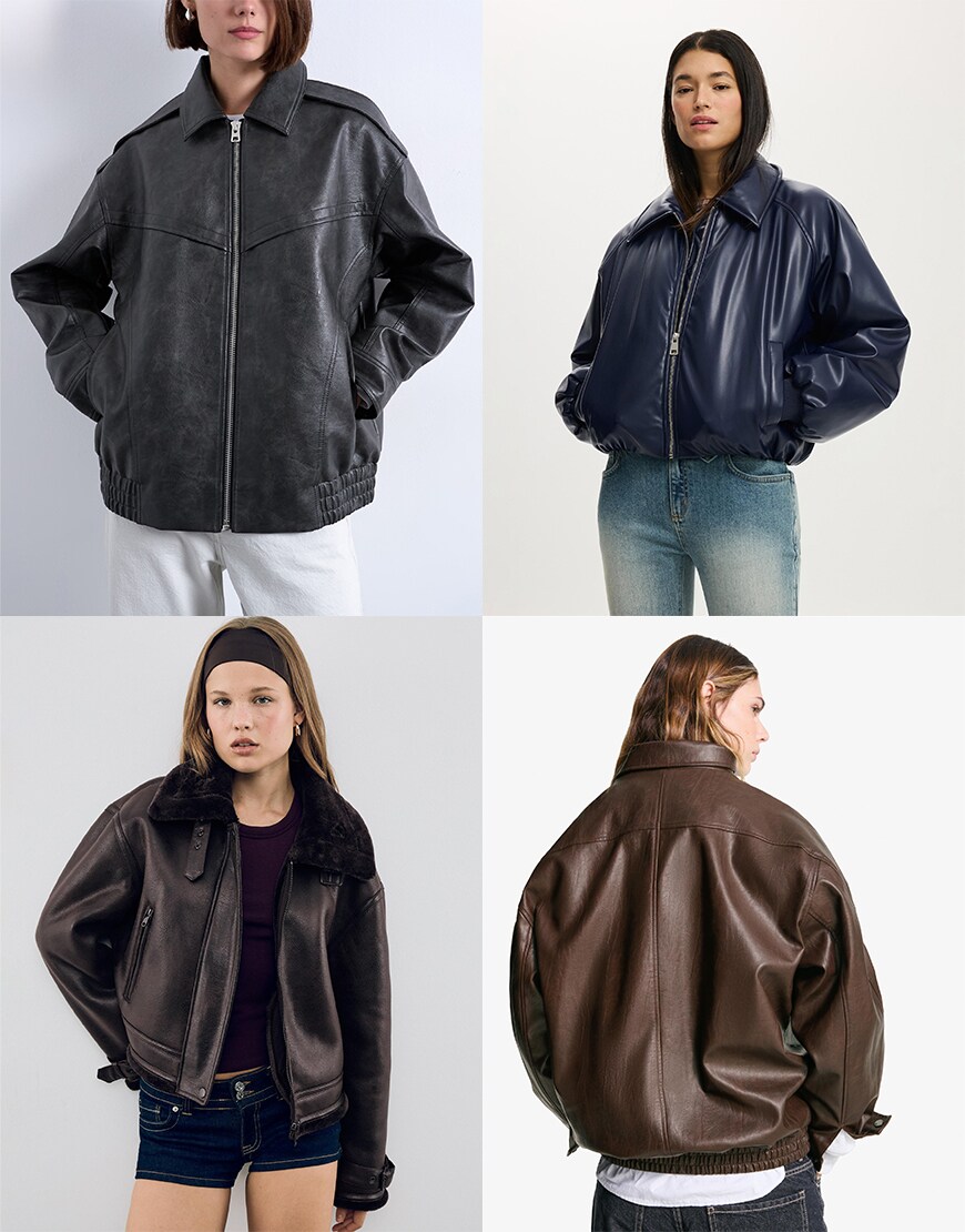 Collage of ASOS leather-look coats