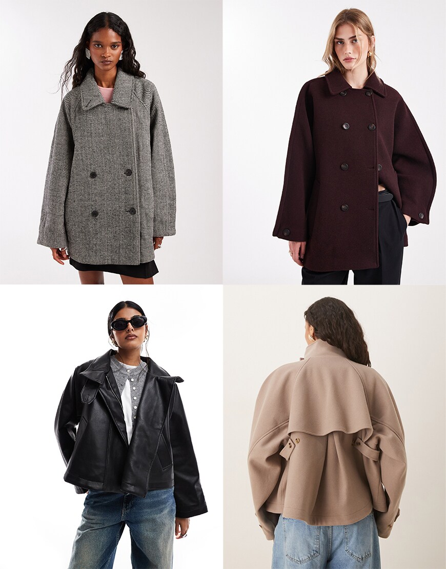 Collage of pea coats and cape coats
