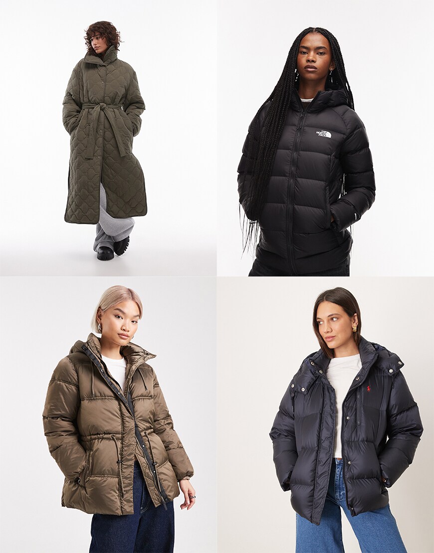 Collage of ASOS puffer jackets