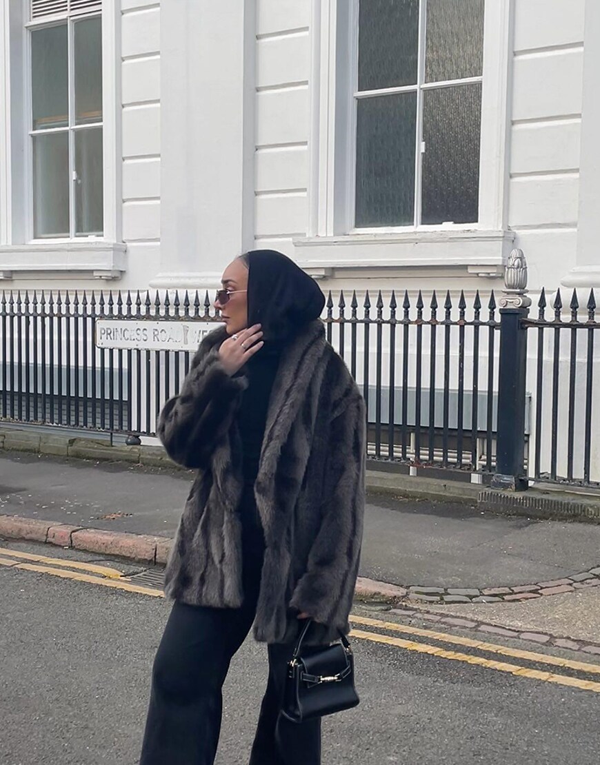 Woman wearing a fur coat