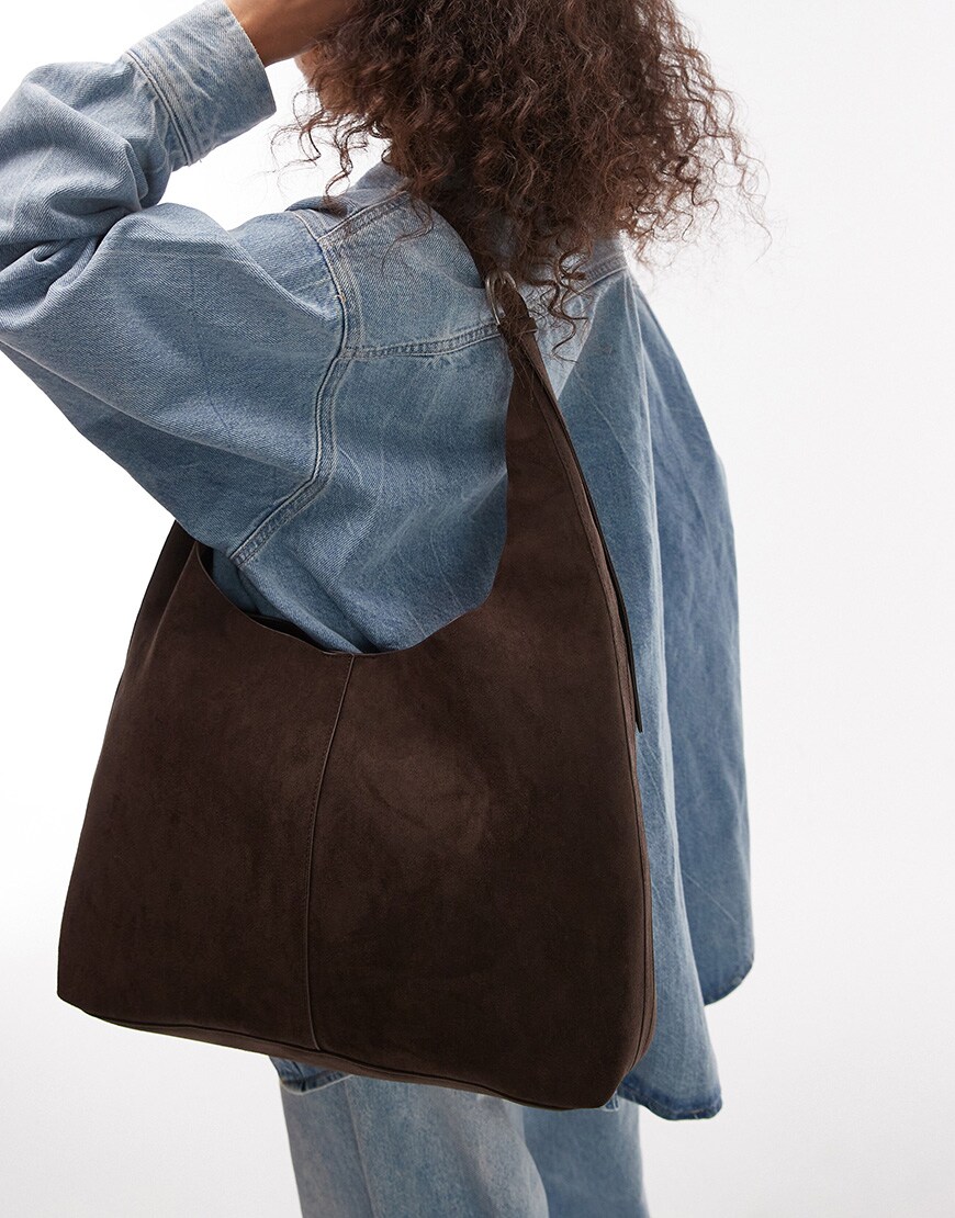 & Other Stories large real suede leather tote bag in dark chocolate brown | ASOS Style Feed