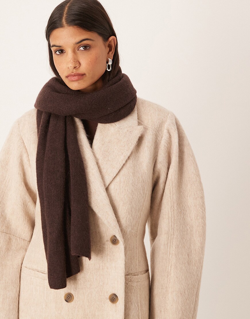 Mango capsule scarf in dark brown | ASOS Style Feed