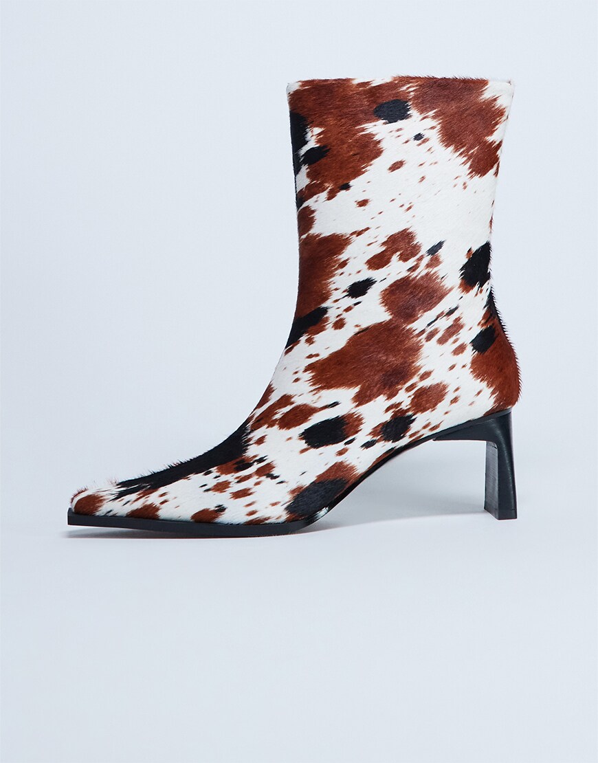 Cow print boots