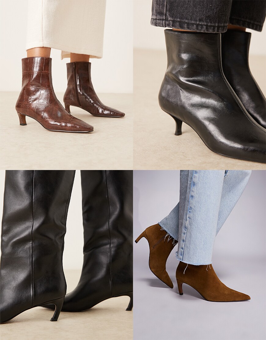 Collage of ASOS kitten-heel boots