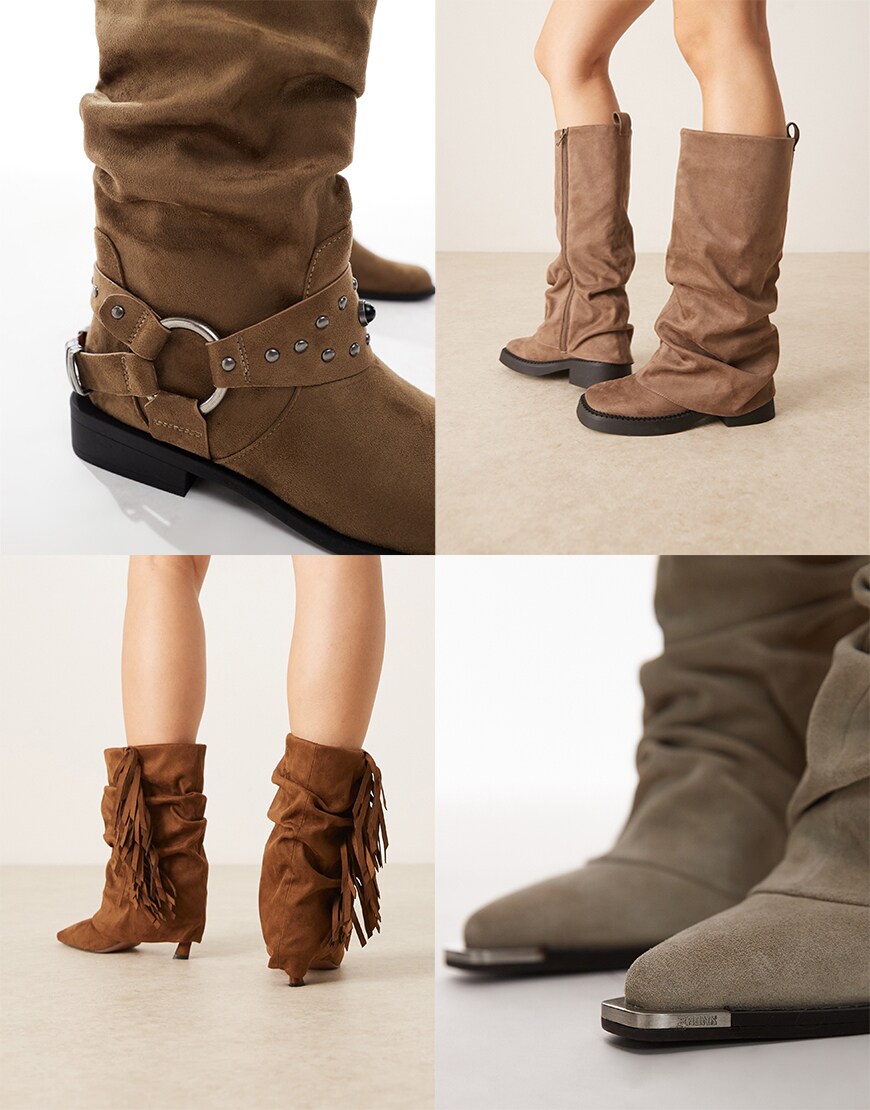 Collage of ASOS slouchy boots