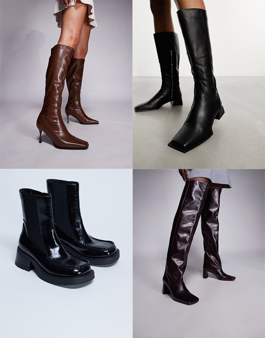Collage of ASOS square-toe boots