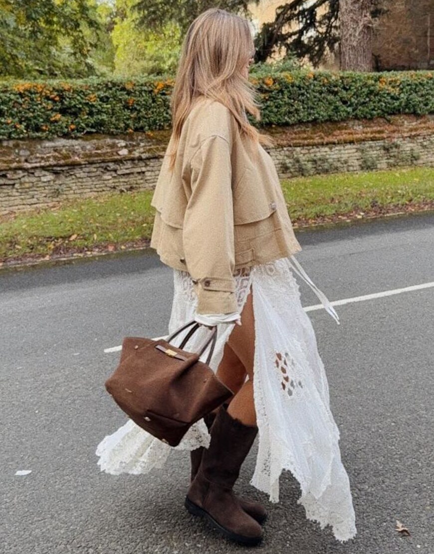 Woman wearing brown boots